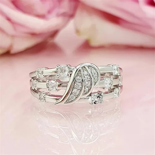 Vista 5 de Anillo de moda para mujer, anillo grueso con incrustaciones de personalidad, anillo de compromiso para adolescentes, niñas, bisutería (plateado, 6)