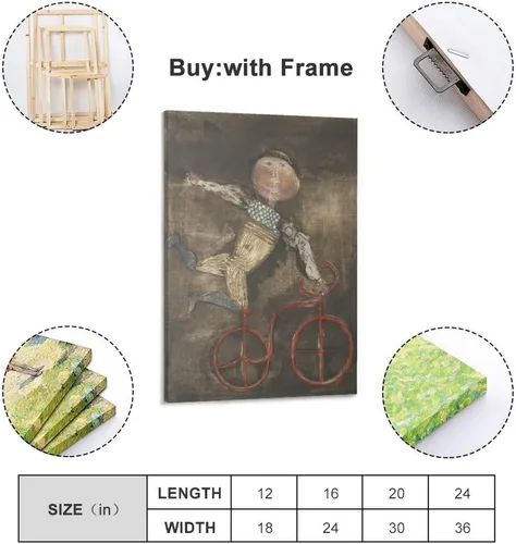 Vista 2 de Graciela Rodo Boulanger The Red Bicycle - Póster de pinturas infantiles para niños, póster de lienzo estético para pared, decoración moderna, 12 x