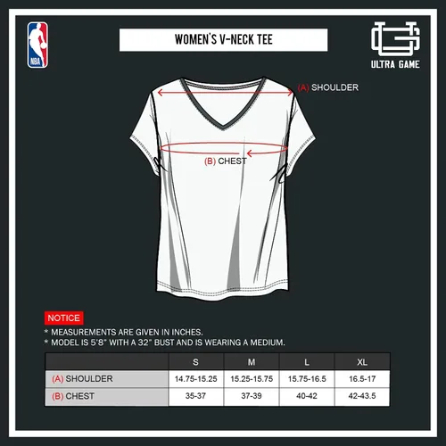 Vista 9 de Ultra Game Camiseta de mujer NBA Oficial con cuello en V y strass de manga corta