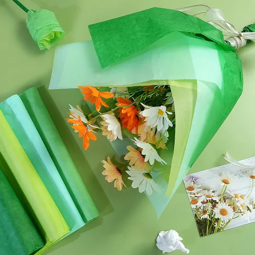Vista 4 de 100 hojas de papel de seda verde a granel para bolsas de regalo, 20 x 14 pulgadas, papel de seda para regalo para el día de San Patricio, Navidad