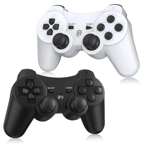 Vista 7 de Yinjie 2 Pack Wireless Controller for PS3, Compatible with Playstation 3, with 2 Charging Cables - Black