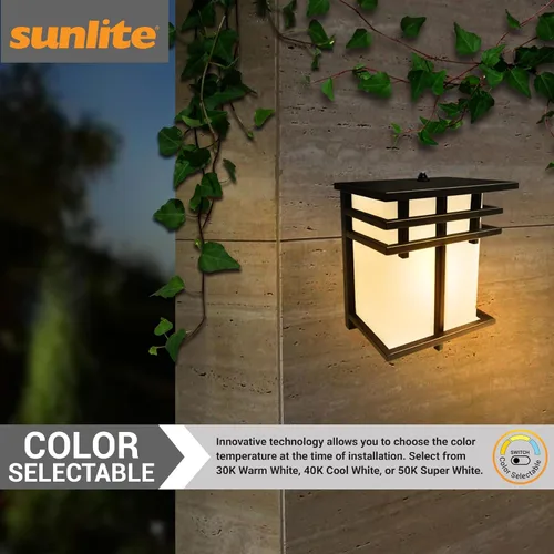 Vista 5 de Sunlite 88686 LED Mission Style - Accesorio para exteriores, 12 vatios (75 W = ), 800 lúmenes, fotocélula incorporada, acabado negro, lente blanca