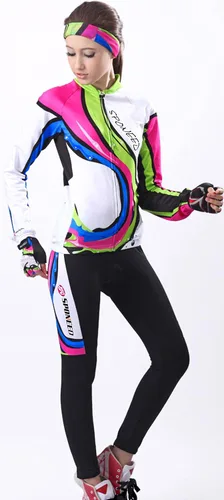 Vista 3 de sponeed Maillot de ciclismo de manga larga para mujer, transpirable