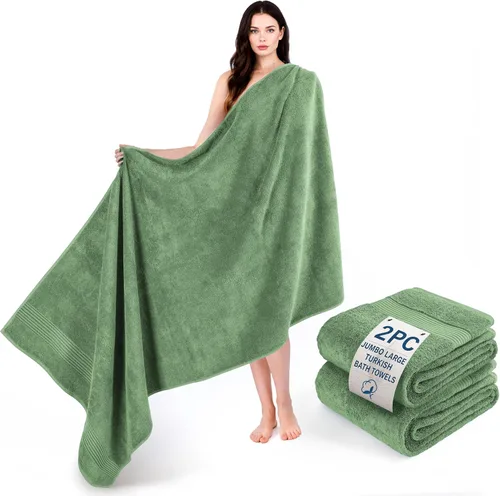 Vista 65 de Cotton Paradise Juego de 2 toallas turcas de 100 % algodón, suaves, absorbentes, de secado rápido, juego de 2 toallas de baño de 35 x 70 pulgadas