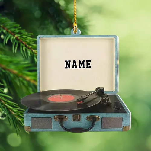 Vista 3 de Adorno de disco de vinilo personalizado para Navidad 2025, regalo para amantes de la música retro, recuerdo acrílico personalizado, decoración