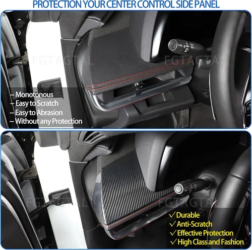 Vista 2 de Cubierta de panel lateral de consola central de fibra de carbono real compatible con Chevrolet Corvette C8 2020-2025, accesorios para panel lateral
