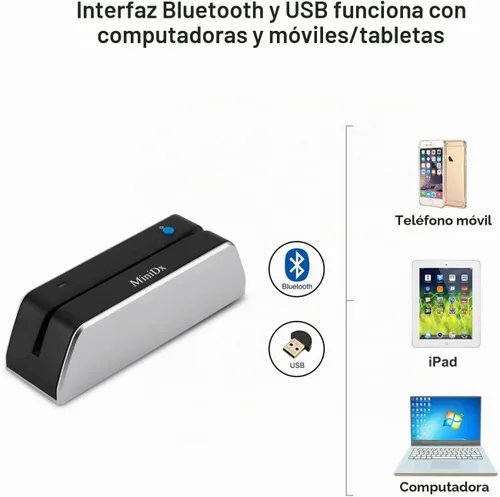 Vista 3 de MSR X6 Bluetooth lector de tarjetas de deslizamiento magnético escritor codificador 3-Track MSRX6BT para móvil/tabletas/PC