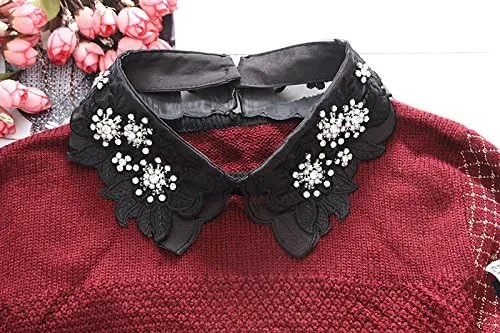 Vista 6 de Mural Art Collar desmontable bordado flores falso cuello blusa collar