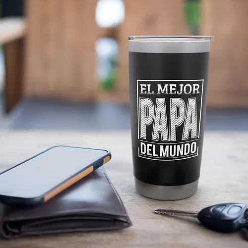 Vista 7 de El Mejor Papa del Mundo - Vaso aislado de acero inoxidable con diseño de papá mexicano español