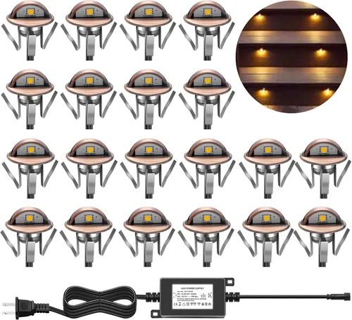 Vista 40 de Luz LED para escaleras, bajo voltaje, impermeable, IP65, para exteriores, 1-2/5 pulgadas, de madera empotrada, iluminación LED de terraza, patio