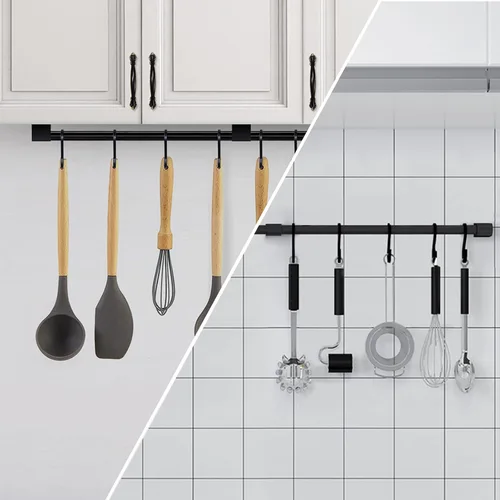 Vista 4 de KAIYING Estante para utensilios de cocina con ganchos extraíbles en S para colgar ollas y sartenes, ganchos para barra para tazas, organizador