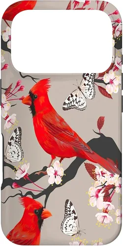 Vista 27 de Women Girls Cardinals Red with Floral Butterfly Case for iPhone 17