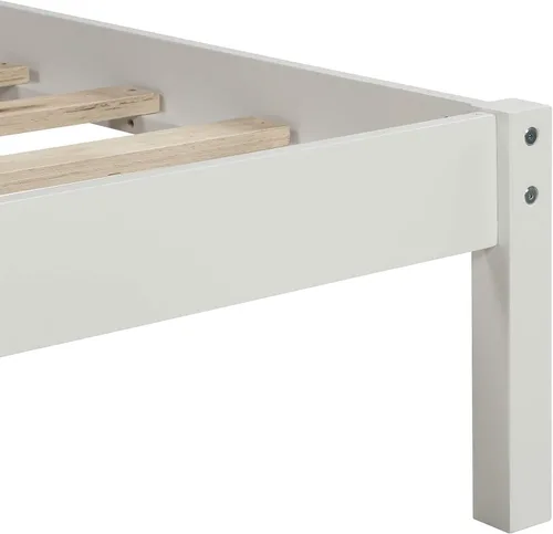 Vista 7 de Elegante cama de plataforma de tamaño individual con cabecero, base de cama de plataforma de madera maciza con soporte de listones de madera
