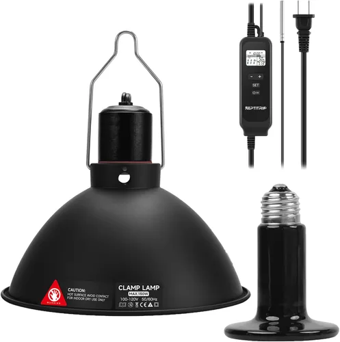 Vista 10 de REPTITRIP - Lámpara de calor para reptiles de 5.5 pulgadas con termostato de atenuación, 100 W máx Negro