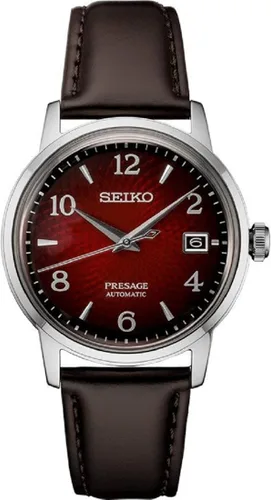 Vista 2 de Seiko Presage SRPE41J1 - Reloj automático con esfera roja para hombre Azul Correa