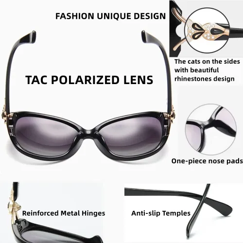 Vista 4 de Lentes de sol polarizados para mujer, lentes de sol modernos y elegantes, con protección UV