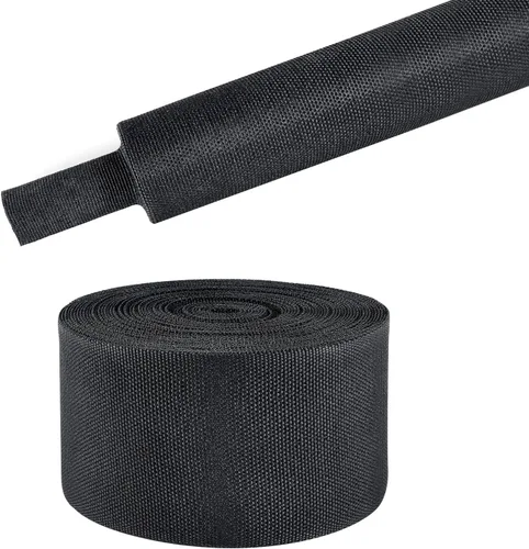 Vista 19 de Tubo de tela trenzada termorretráctil 2 en 1, ajuste ideal para manguera/cable/alambre de forma irregular (1-1/8 pulgadas, 14 pies)