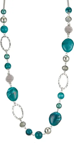 Vista 20 de BULINLIN Collar largo de cuentas para mujer, collar de cadena de suéter plateado con cuentas de resina de cristal, collar de joyería de moda