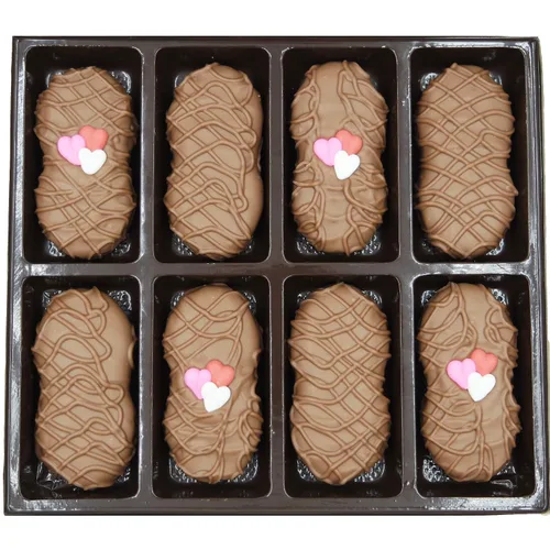 Vista 35 de Galletas de la marca Philadelphia Candies cubiertos por ambos lados de chocolate negro y con leche, y crema de cacahuete de la marca Nutter Butter
