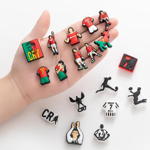 Vista 5 de LOMOYATO Dijes para zapatos de fútbol para croc, accesorios de pulsera, accesorios de decoración de zapatos de fútbol para hombres, mujeres, niños