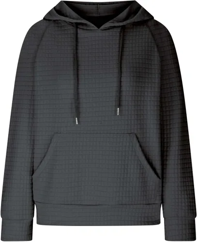 Vista 5 de Sudadera con capucha de punto gofre para mujer, de moda, para otoño, 2023, lindo suéter con cordón, para entrenamiento, gimnasio, sudadera