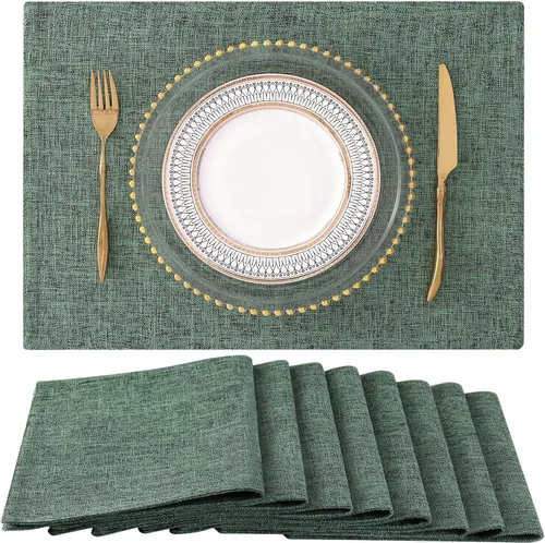 Vista 37 de homing - Juego de 4 manteles individuales de algodón y lino, manteles de tela lavables para mesa de comedor de estilo rústico para interiores y Negro