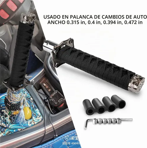 Vista 6 de Palanca de cambio estilo katana, pomo universal para espada samurái, compatible con autos manuales con adaptadores, negro (15 cm)