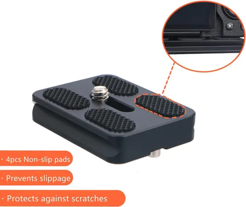 Vista 5 de PU-50 - Placa QR universal de liberación rápida de 1.969 in con tornillo de anillo en D para trípode monopie bola cabeza DSLR cámara, compatible