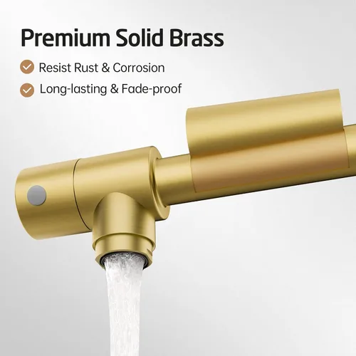 Vista 3 de KES Llenador de Ollas Dorado para Cocina Grifo Plegable de Latón con Doble Articulación Brazo Giratorio Grifo de Fregadero Articulado de Montaje