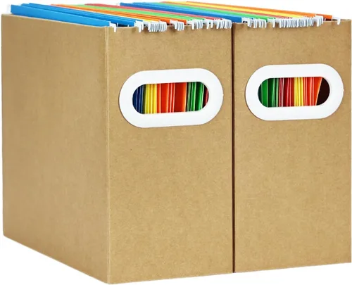 Vista 10 de Organizador de archivos colgante, organizador de carpetas de archivos de cartón para tamaño carta, caja de almacenamiento de documentos