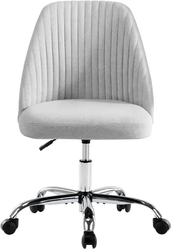 Vista 13 de DUMOS Sillas de oficina pequeñas con ruedas, ergonómicas ajustables para escritorio en casa, silla giratoria con ruedas, sin brazos, cómoda malla