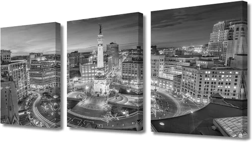 Vista 29 de TUMOVO Cuadros de la ciudad de Nueva York, arte de pared en blanco y negro, 3 paneles, rascacielos del centro de América, impresiones artísticas