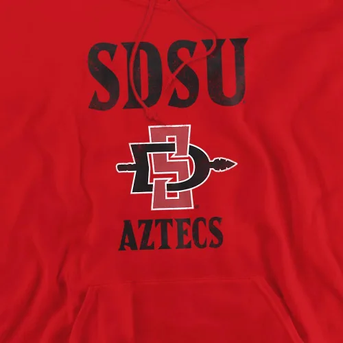 Vista 2 de LOGOVISION Sudadera con capucha grande para adultos de la Universidad Estatal de San Diego Rojo