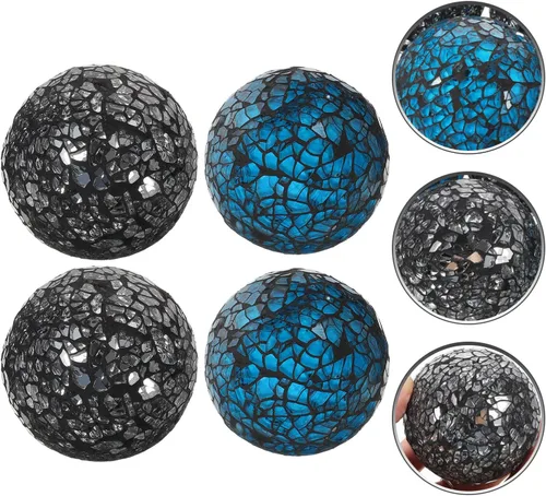 Vista 8 de SEWACC Bolas decorativas - 4 bolas de esfera de mosaico de vidrio, bolas de centro de mesa para cuencos, jarrones y decoración de mesa de comedor