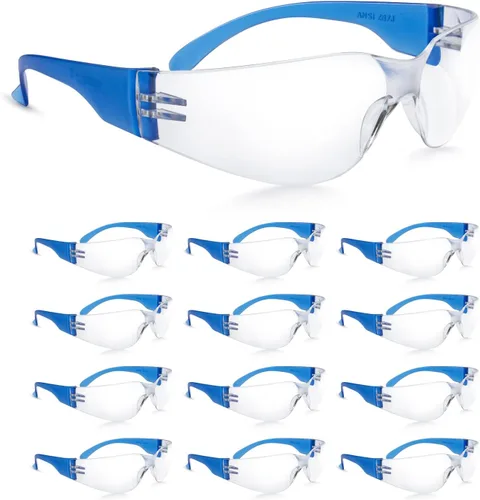 Vista 10 de amoolo Gafas de seguridad para hombres y mujeres, protección ocular transparente para trabajo, laboratorio, construcción