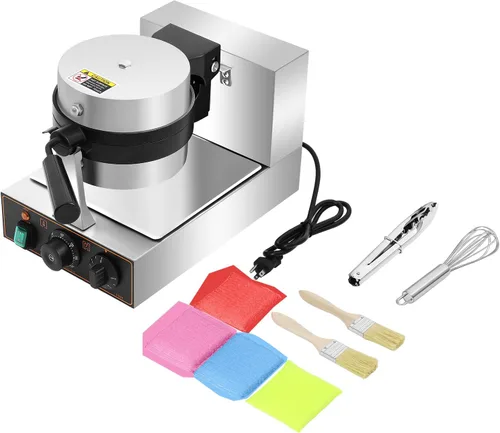 Vista 9 de Máquina eléctrica comercial para hacer hamburguesas, máquina para hacer gofres de helado de 1.2KW, máquina de hornear a presión de acero inoxidable