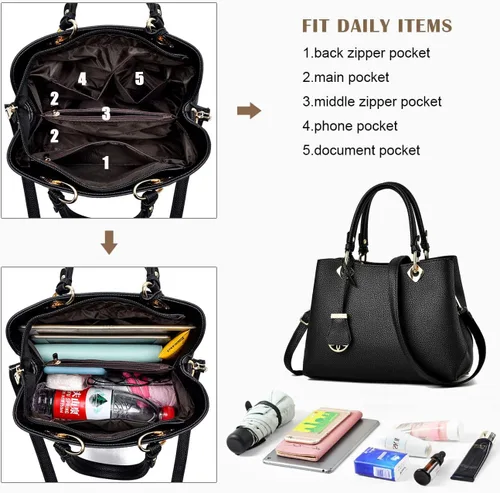 Vista 5 de Carteras y bolsos para mujer, bolso de mano de moda con asa superior