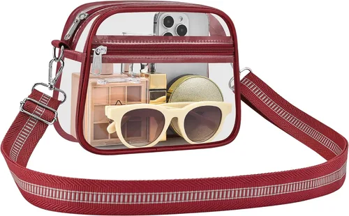 Vista 21 de Bolsa transparente para eventos de estadio, bolsa transparente para mujer, bolsa cruzada, correa de hombro ajustable para conciertos, deportes