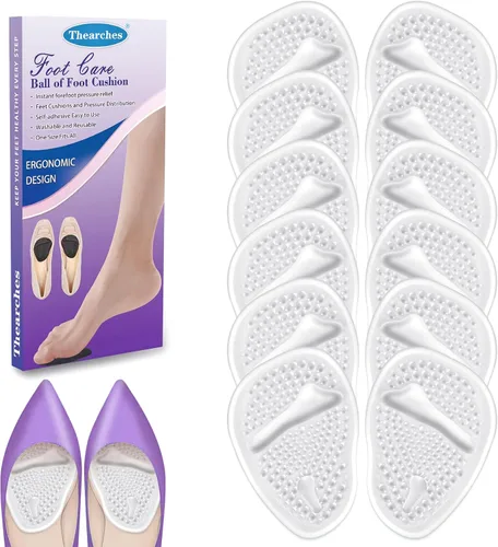 Vista 11 de 6 pares de almohadillas metatarsianas para talones de bolas de gel de pies para mujeres, almohadillas adhesivas invisibles para el antepié, inserto