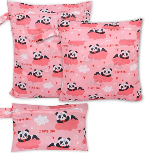 Vista 15 de 3 bolsas para pañales de tela para bebé, impermeables, reutilizables, con 2 bolsillos con cremallera y asa, bolsas de lavandería lavables