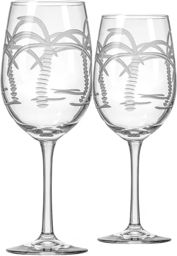 Vista 10 de Rolf Glass Copa de vino con globo de palmera, copas de vino tinto de 18 onzas, sin plomo, cristal grabado con rueda de diamante, diseño de palmera