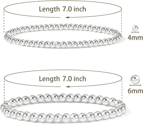 Vista 2 de Elegance 11 designs - Pulseras elásticas de cuentas redondas chapadas en oro de 14 quilates para mujer