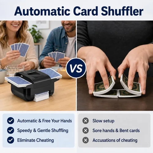 Vista 6 de Card Shuffler 1-2 Deck with Auto Stop & Manual Mode, USB Powered Black