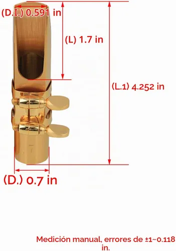 Vista 3 de Yibuy Boquilla de saxofón tenor B-flat de latón chapado en oro con ligadura de tapa 7 #