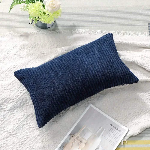 Vista 3 de Artscope Fundas de Almohada de Pana a Rayas Acogedoras Súper Suaves Decorativas Oblongas Fundas de Almohada Decorativa Fundas de Cojín para Sofá