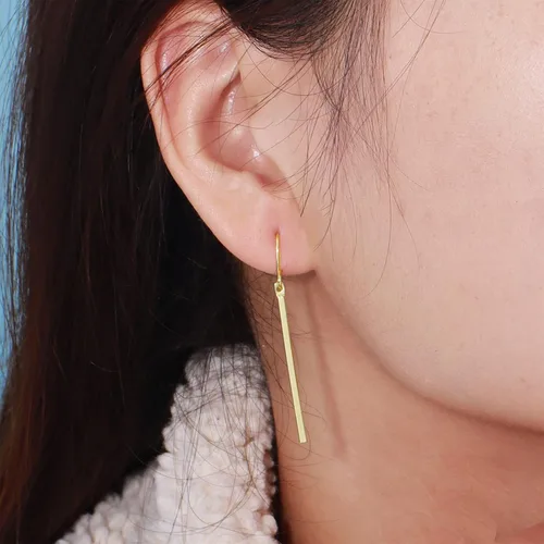 Vista 5 de Juego de 2 aretes de barra y collar con colgante en Y, collar de Lariat, aretes largos para mujer