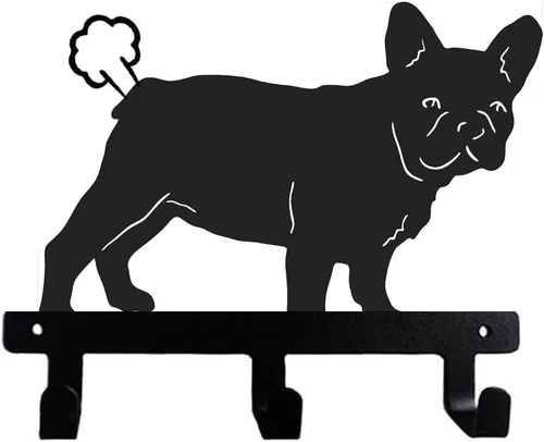 Vista 7 de Gancho de pared con forma de bulldog francés Frenchie Boston Terrier Happy Car Ride para correa, llaves, ropa, toalla