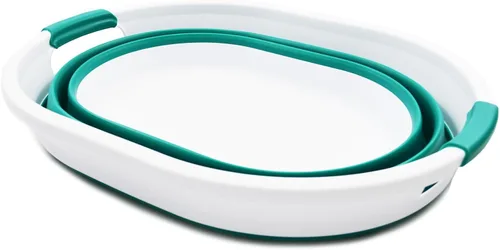 Vista 4 de SAMMART Cesta de lavandería plegable de plástico de 32 L (8.4 galones) - Contenedor de almacenamiento portátil, organizador de ahorro desplegable