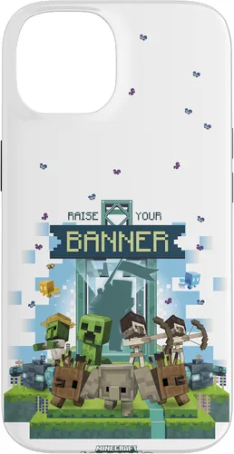 Vista 4 de Minecraft Legends Raise Your Banner Mobs Group Shot - Carcasa para iPhone 17
