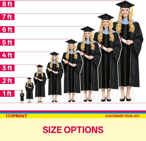 Vista 2 de Recorte de cartón de tamaño real personalizado de graduación, soporte de fotos personalizado de 1 a 8 pies para personas mayores, universidades